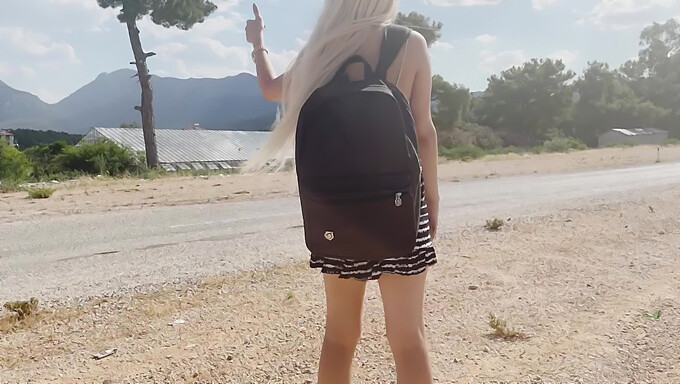 Celeb Pov: Blonde Hitchhiker Gets A Blowjob