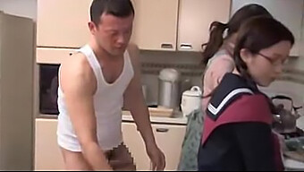 Japanese Schoolgirl With Glasses Gets Her Tight Pussy Pounded By Older Brother