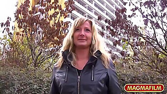 German Milf Fingered On The Street In Hot Sex Scene